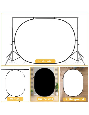 Fondo Colapsable Kate 1.5x2m Negro/Blanco para Fotografía