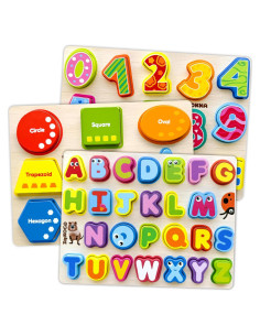 Rompecabezas de Madera QUOKKA Set 3 Piezas para Niños 1-5 Años