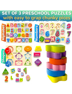 Rompecabezas de Madera QUOKKA Set 3 Piezas para Niños 1-5 Años 2