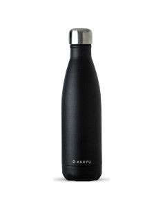 Botella de Agua Auryu 17oz Acero Inoxidable Aislada Negra