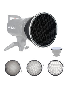 Reflector Godox 18cm con Difusor y Rejillas para Luz de Estudio