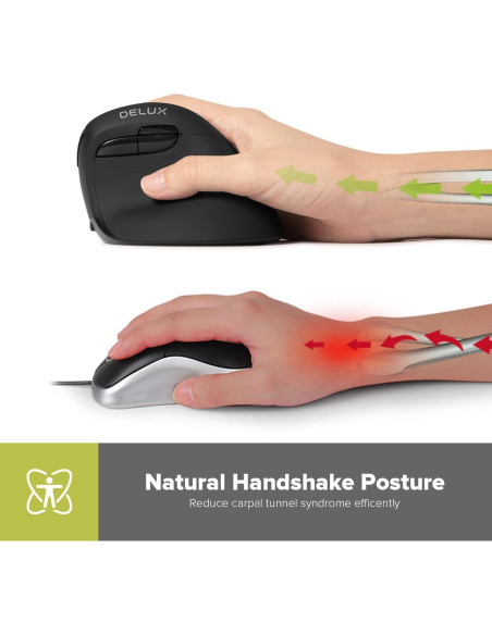 Combo Teclado Ergonómico Inalámbrico DeLUX y Ratón Vertical