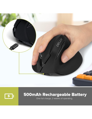 Combo Teclado Ergonómico Inalámbrico DeLUX y Ratón Vertical