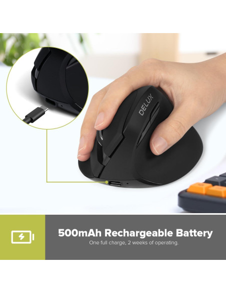 Combo Teclado Ergonómico Inalámbrico DeLUX y Ratón Vertical