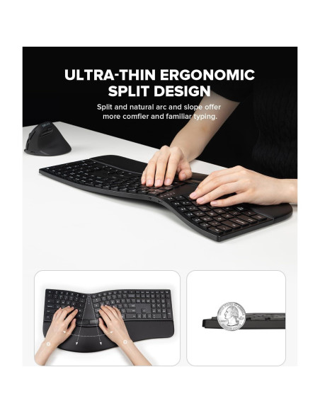 Combo Teclado Ergonómico Inalámbrico DeLUX y Ratón Vertical