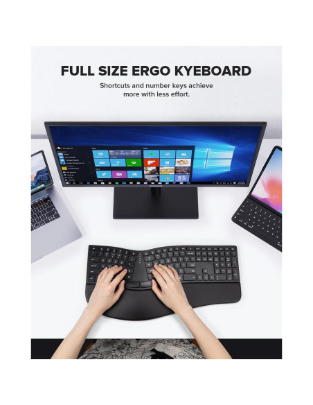 Combo Teclado Ergonómico Inalámbrico DeLUX y Ratón Vertical