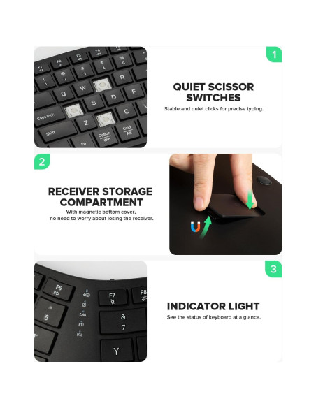 Combo Teclado Ergonómico Inalámbrico DeLUX y Ratón Vertical