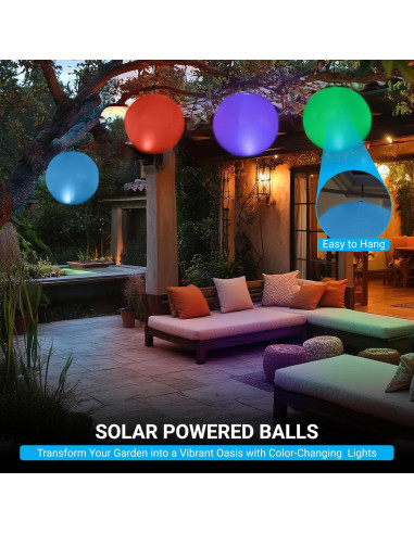 Luces Flotantes LED Solares NAYUNA - Paquete de 4 Bolas 35.56 cm
