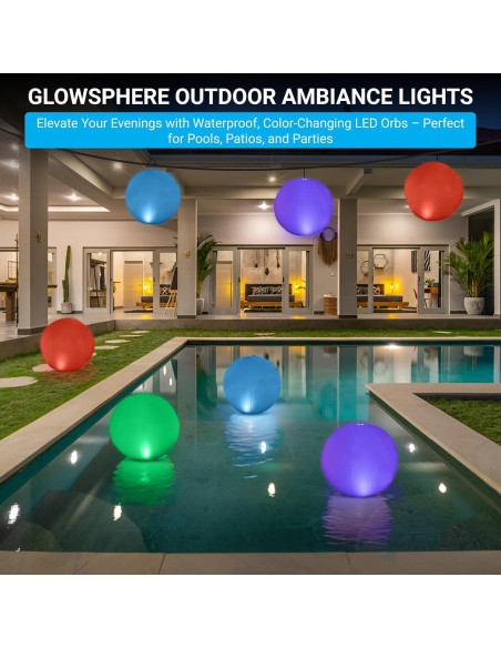 Luces Flotantes LED Solares NAYUNA - Paquete de 4 Bolas 35.56 cm