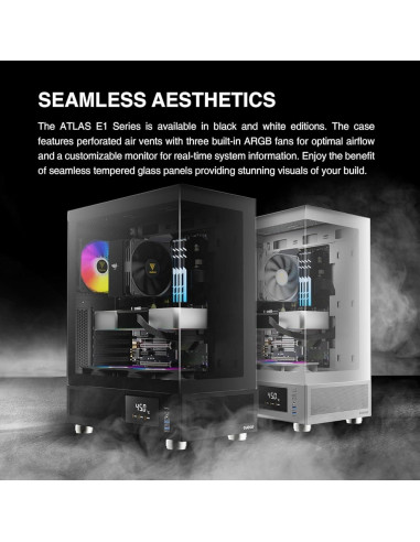 Caja de Computadora GAMDIAS ATLAS E1 Mid Tower ATX con Vidrio Templado y 3 Ventiladores ARGB