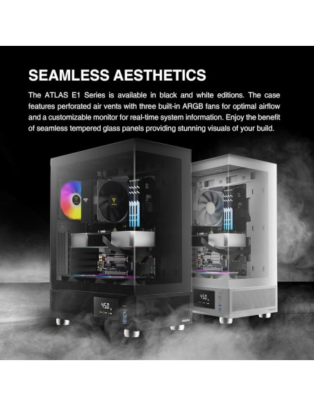 Caja de Computadora GAMDIAS ATLAS E1 Mid Tower ATX con Vidrio Templado y 3 Ventiladores ARGB