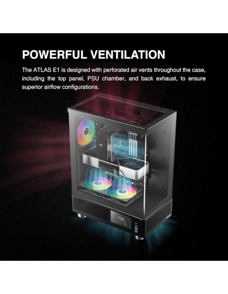Caja de Computadora GAMDIAS ATLAS E1 Mid Tower ATX con Vidrio Templado y 3 Ventiladores ARGB