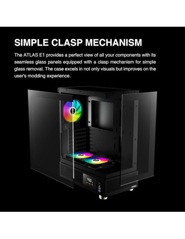 Caja de Computadora GAMDIAS ATLAS E1 Mid Tower ATX con Vidrio Templado y 3 Ventiladores ARGB