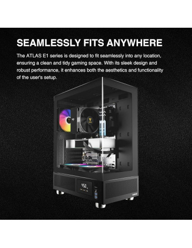 Caja de Computadora GAMDIAS ATLAS E1 Mid Tower ATX con Vidrio Templado y 3 Ventiladores ARGB