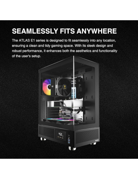 Caja de Computadora GAMDIAS ATLAS E1 Mid Tower ATX con Vidrio Templado y 3 Ventiladores ARGB