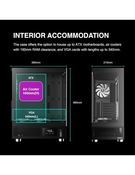 Caja de Computadora GAMDIAS ATLAS E1 Mid Tower ATX con Vidrio Templado y 3 Ventiladores ARGB