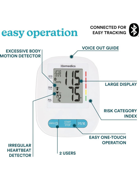 Monitor de Presión Arterial Bluetooth Homedics BPA-900BT-WT