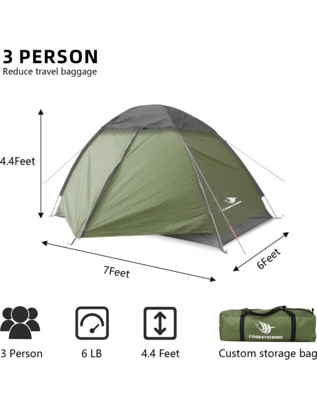 Tienda de mochilero impermeable Arctic Lemmings 3 personas 2.13x1.83m