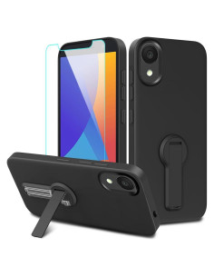 Funda Alcatel 1 2021 Negra con Protector de Pantalla y Soporte