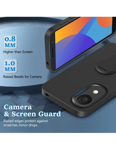 Funda Alcatel 1 2021 Negra con Protector de Pantalla y Soporte