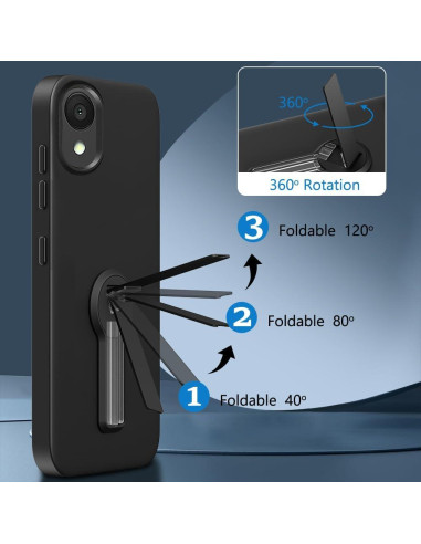 Funda Alcatel 1 2021 Negra con Protector de Pantalla y Soporte