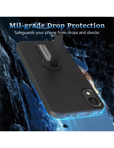 Funda Alcatel 1 2021 Negra con Protector de Pantalla y Soporte