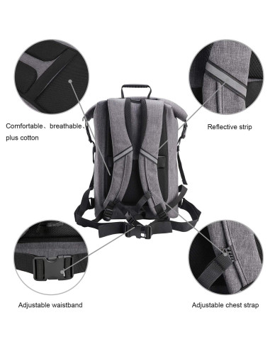 Mochila de Senderismo BRONZY 35L Impermeable Unisex Gris