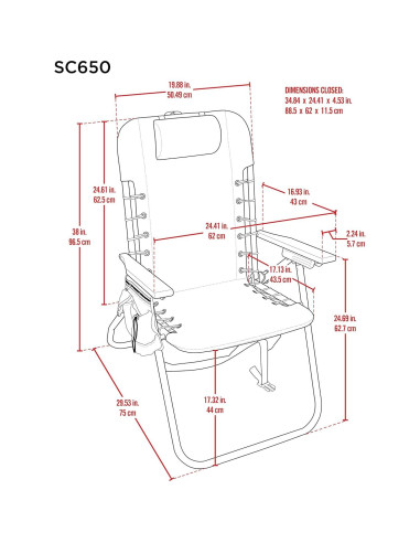 Silla de Playa Plegable Tommy Bahama Hi-Boy 43 cm 4 Posiciones