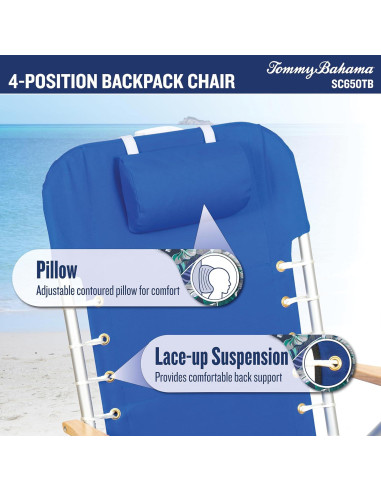 Silla de Playa Plegable Tommy Bahama Hi-Boy 43 cm 4 Posiciones