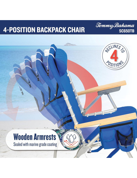 Silla de Playa Plegable Tommy Bahama Hi-Boy 43 cm 4 Posiciones