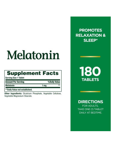 Melatonina Nature's Bounty 1mg 180 tabletas para dormir