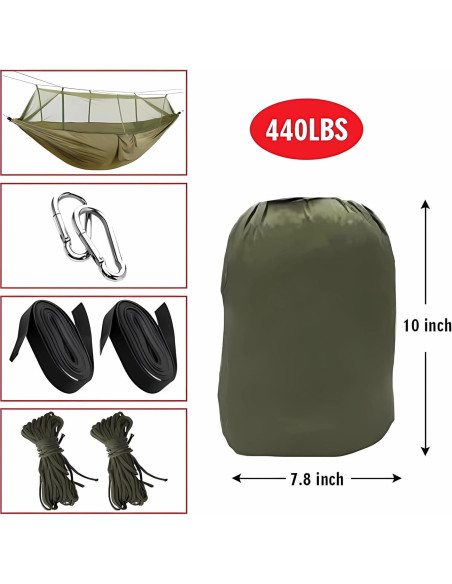 Hamaca de Camping KANCOKIT Doble con Red Antimosquitos 2.59m