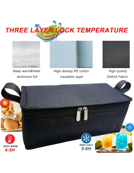 Bolsa Aislante Dtylean para Caja de Almuerzo 6L Negra