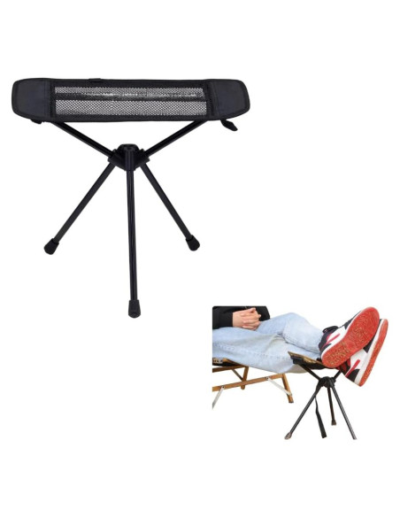 Descanso para pies de camping NIVERCE plegable 30x12cm negro