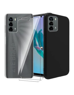 Kit de Fundas y Protectores ZTE Blade A72 4G - Transparente y Negra