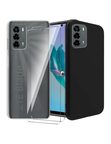 Kit de Fundas y Protectores ZTE Blade A72 4G - Transparente y Negra
