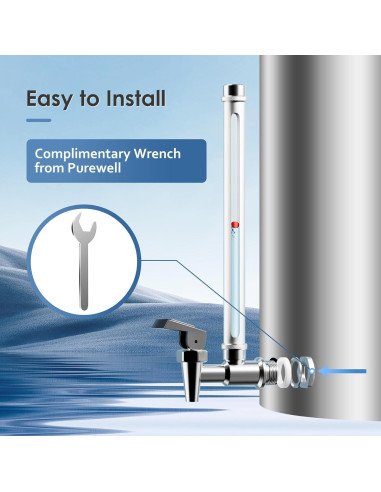 Grifo de vidrio Purewell para filtración de agua 24.4 cm