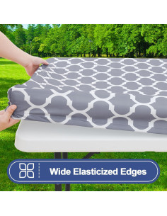 Cubierta de Mesa de Picnic Smiry 3 Piezas Impermeable Gris 183x76 cm 2