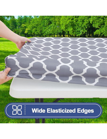 Cubierta de Mesa de Picnic Smiry 3 Piezas Impermeable Gris 183x76 cm