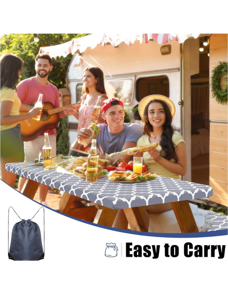 Cubierta de Mesa de Picnic Smiry 3 Piezas Impermeable Gris 183x76 cm
