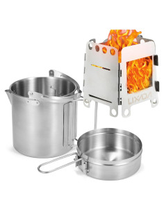 Hervidor de Camping Lixada 1L Acero Inoxidable Plegable