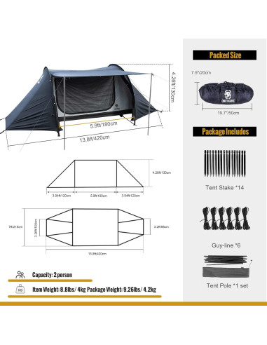 Tienda de Camping OneTigris 4 Estaciones + Cama Plegable