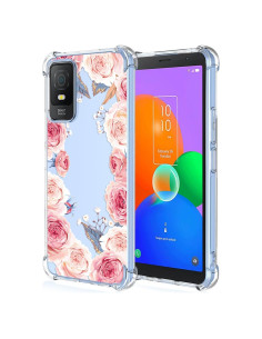 Funda TPU Floral Rosa para TCL 403 - Protección Antigolpes