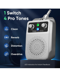 Amplificador de guitarra eléctrica Ueteto mini Bluetooth 5.1 4 efectos 2