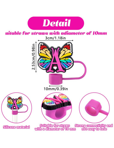 Cubiertas de Pajita de Silicona Acoavo 2 Piezas 10mm Multicolor