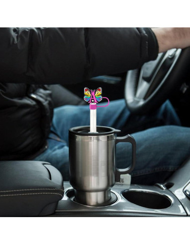 Cubiertas de Pajita de Silicona Acoavo 2 Piezas 10mm Multicolor