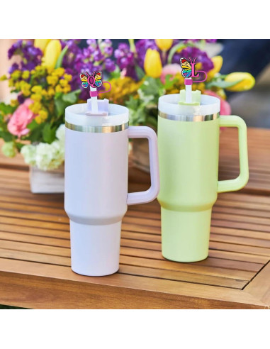 Cubiertas de Pajita de Silicona Acoavo 2 Piezas 10mm Multicolor