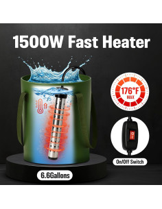 Ducha Portátil Zappyway con Calentador y Cubo 25L 2