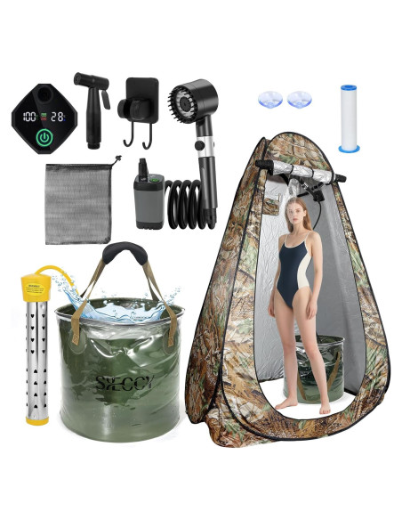 Ducha Portátil SYECCY con Calentador 1500W y Carpa 25L