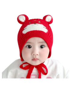 Gorro de punto IMLECK para bebés 3-18 meses algodón rojo
